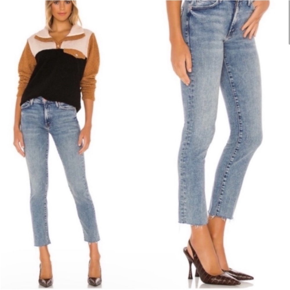 MOTHER Light Blue Straight Leg Crop Jeans